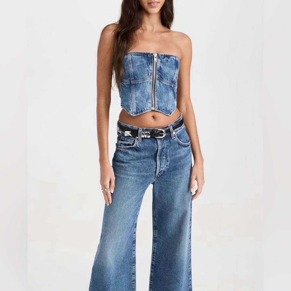 πΊπHPππΊ NWT Reformation Ena Denim Bustier Top - Picture 4 of 16